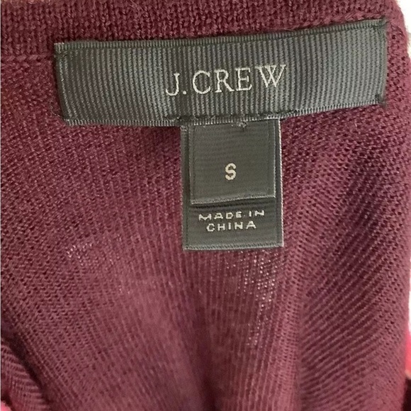 J Crew Sz S 100% Merino Wool Tippi Button Front Cardigan Maroon Lightweight - Picture 5 of 6